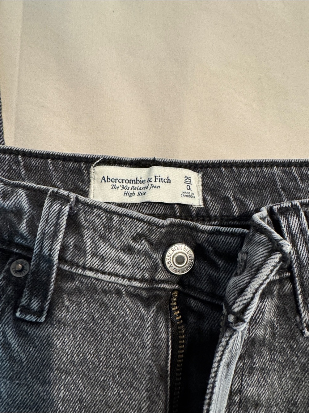 Abercrombie & Fitch women’s high rise 90’s relaxed jeans black 25 long